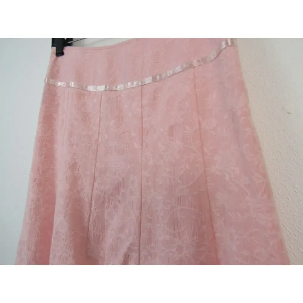 Hardy Amies London USA 4 Jacquard Baby Pink Skirt Ruffles  Vintage VTG